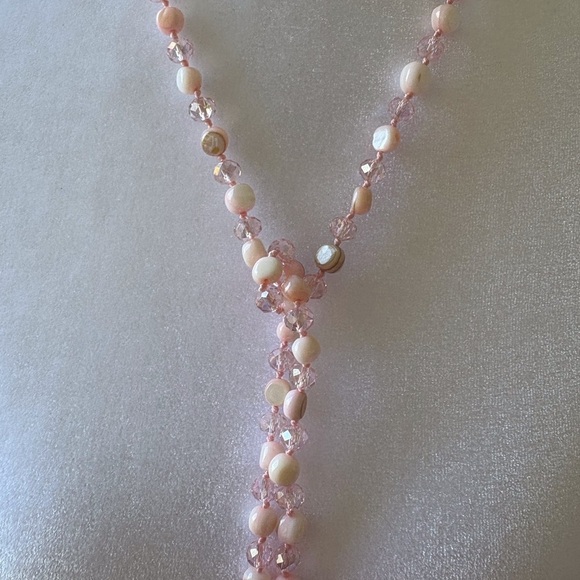 Beaded Long Wrap Necklace Matching 3 Beaded Bracelets Pink Party Barbie Fairy - Picture 3 of 7